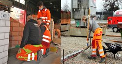 Lernende Maurer und Strassenbauer üben ihre Skills